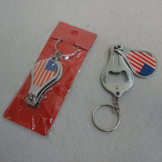 96 Pieces Bottle Opener/nail Clipper Key Chain [flag] - Key Chains
