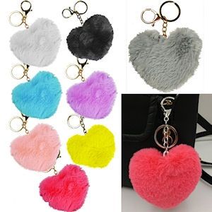 120 Pieces Faux Furry Heart Zipper Pull Keychains - Key Chains