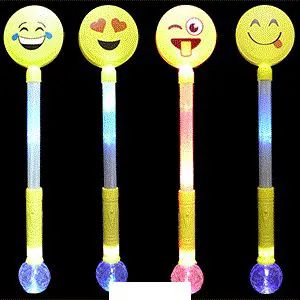 24 Pieces Flashing Emoji Globe Wands - Light Up Toys