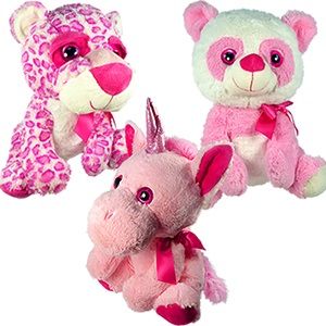 8 Pieces Plush BiG-Eyed Pink Animals. - Plush Toys