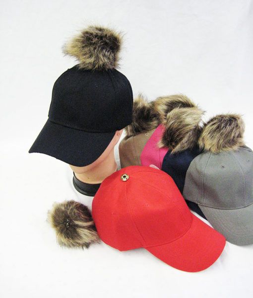 36 Pieces Womens Winter Cap With Removable Pom Pom - Baseball Caps & Snap Backs