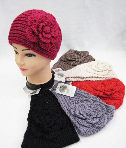36 Wholesale Warm Winter Extra Wide Ear Warmers With Big Flower
