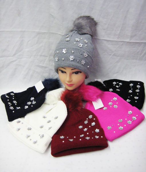 36 Pieces Womens Fashion Winter Beanie With Flowers - Winter Animal Hats