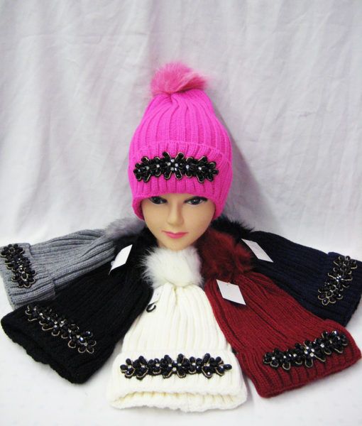 36 Pieces Womens Fashion Winter Beanie With Flowers - Winter Beanie Hats