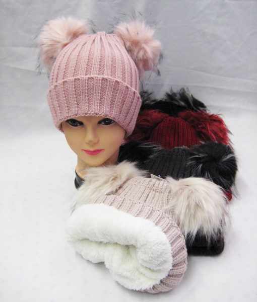 36 Pieces Women's Ribbed Winter Beanie With Pom Pom - Winter Beanie Hats