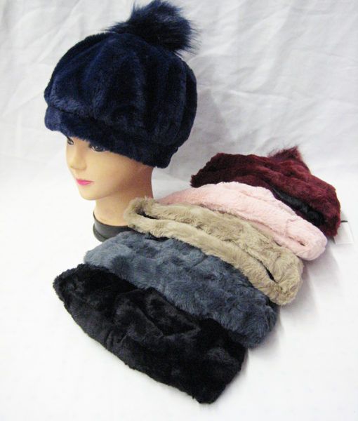 36 Pieces Womens Furry Winter Beanie With Pom Pom - Winter Beanie Hats