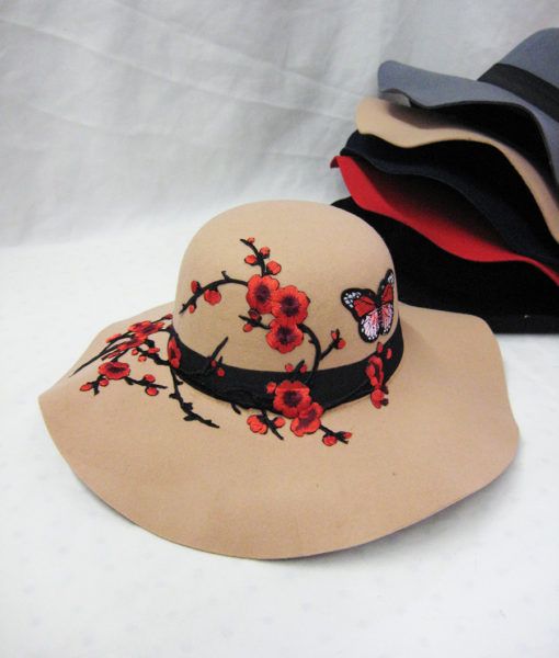 36 Pieces Womens Fashion Winter Hat Floral With Butterflies - Fashion Winter Hats