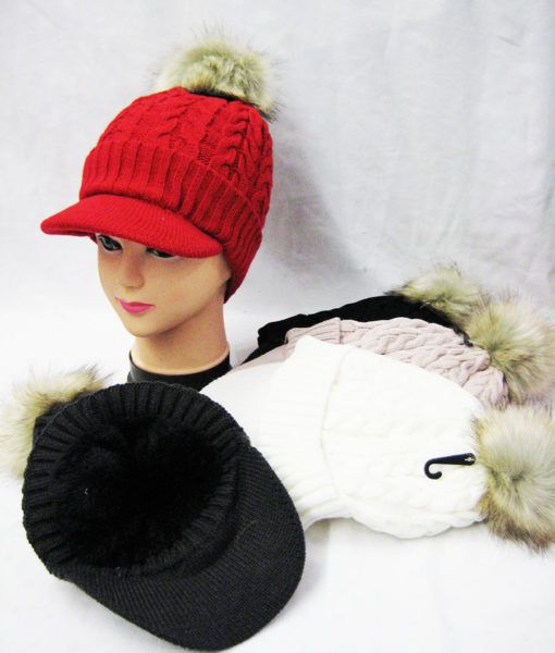 36 Pieces Womens Fashion Winter Cap With Pom Pom Assorted Colors - Fashion Winter Hats
