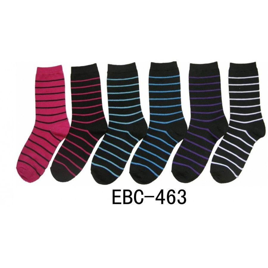 360 Pairs Women's Printed Crew Socks Thin Stripes - Womens Crew Sock