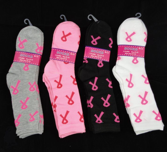 360 Pairs of Ladies Crew Socks 9-11 [pink Ribbon]