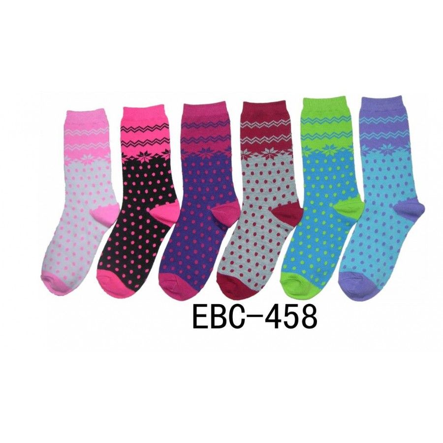 360 Wholesale Women's Printed Crew Socks Pin Dots