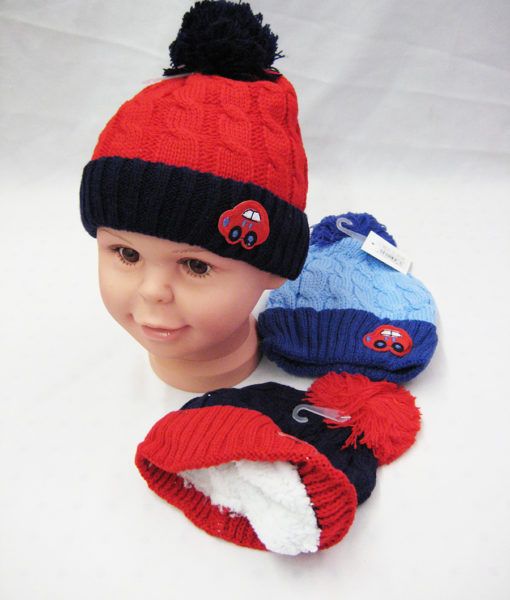 48 Pieces Baby Boy Winter Hat With Car - Junior / Kids Winter Hats