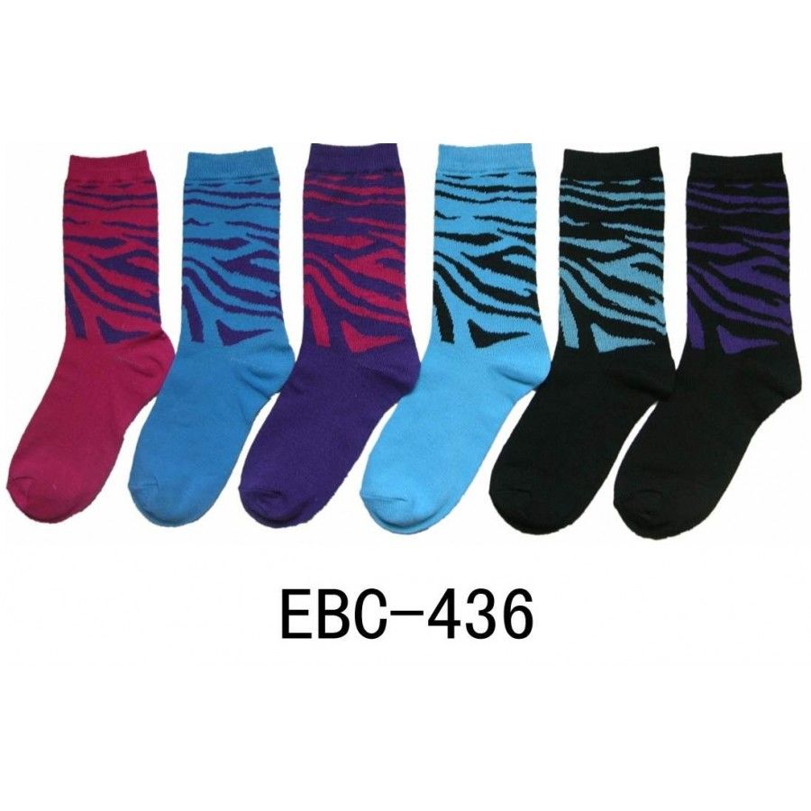 360 Pairs Women's Printed Crew Sock Zebra Socks - Womens Crew Sock