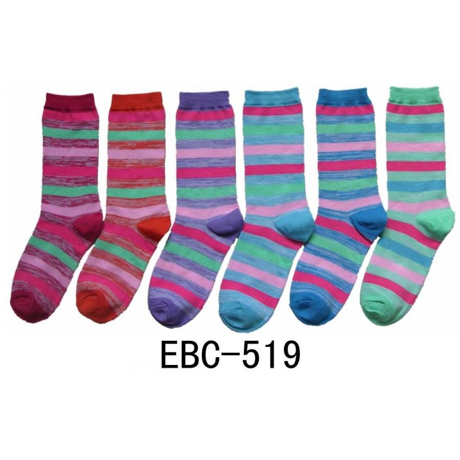 360 Wholesale Women's Printed Crew Socks Pastel Stripes