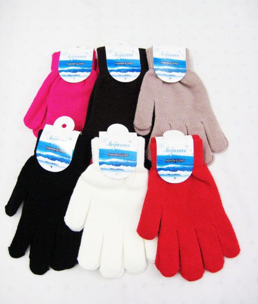 96 Wholesale Winter Warm Womens Assorted Color Gloves