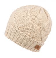 12 Pieces Solid Khaki Color Knit Beanie With Sherpa Lining - Winter Beanie Hats