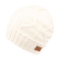 12 Pieces Solid White Color Knit Beanie With Sherpa Lining - Winter Beanie Hats