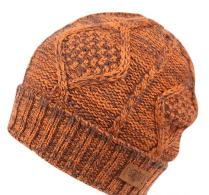 12 Pieces Multi Color Knit Beanie In Rust With Fur Lining In Rust - Winter Beanie Hats