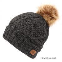 12 Pieces Multi Color Charcoal Knit Beanie Hat With Pom Pom - Winter Beanie Hats