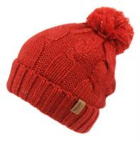 12 Pieces of Heavy Knit Beanie In Mix Red With Pom Pom And Sherpa Lining
