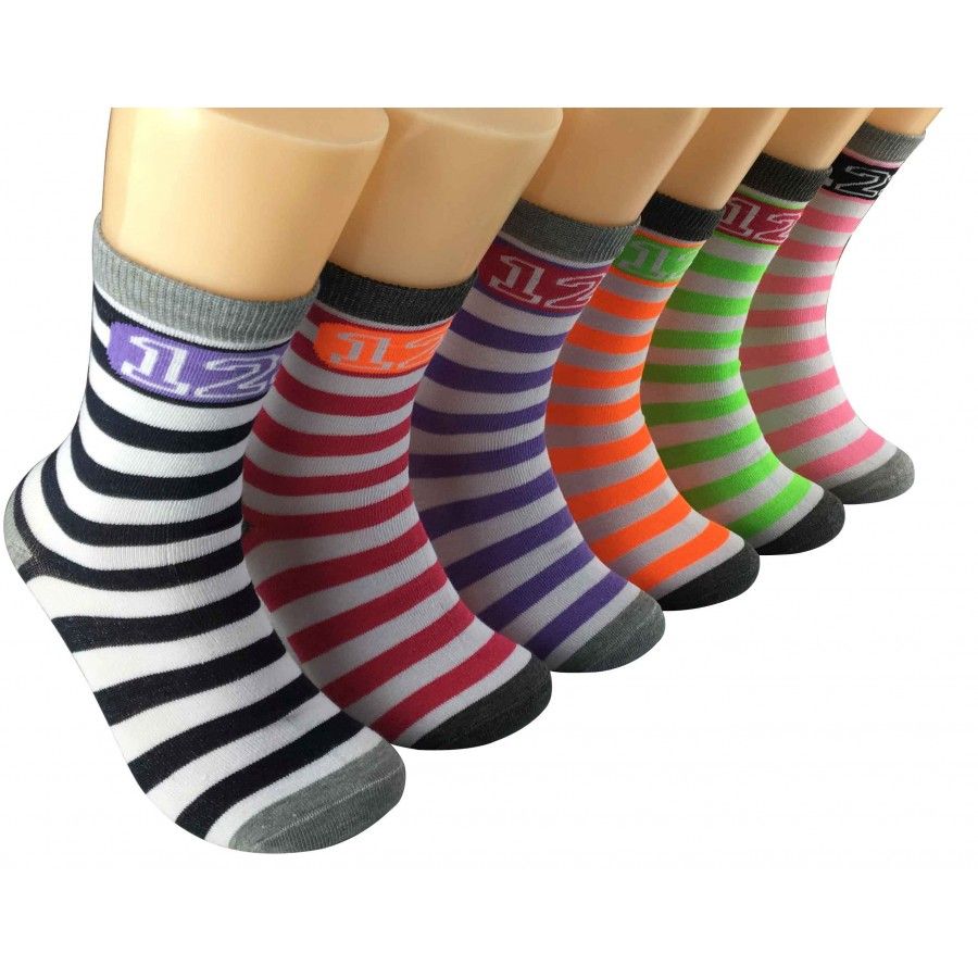 360 Wholesale Women's Track Stripe Crew Socks