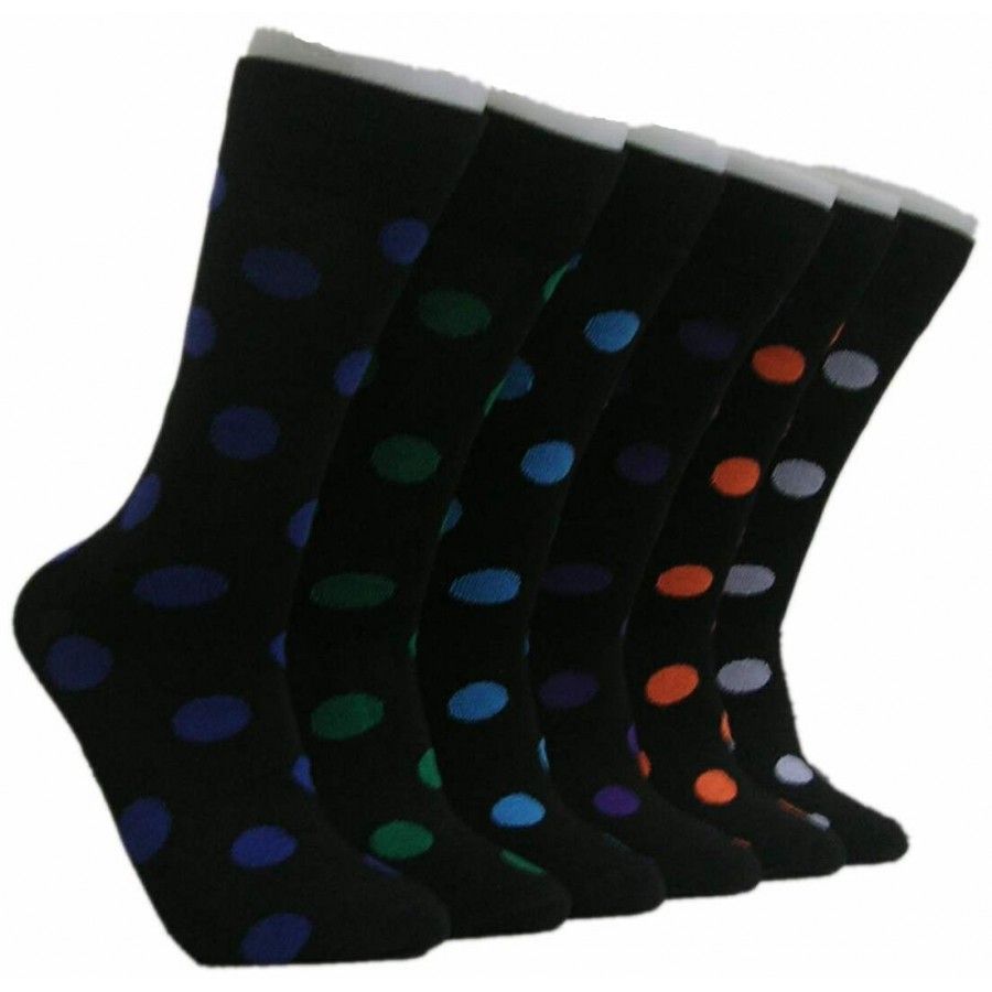 288 Pairs Men's Polka Dot Print Crew Socks - Mens Crew Socks