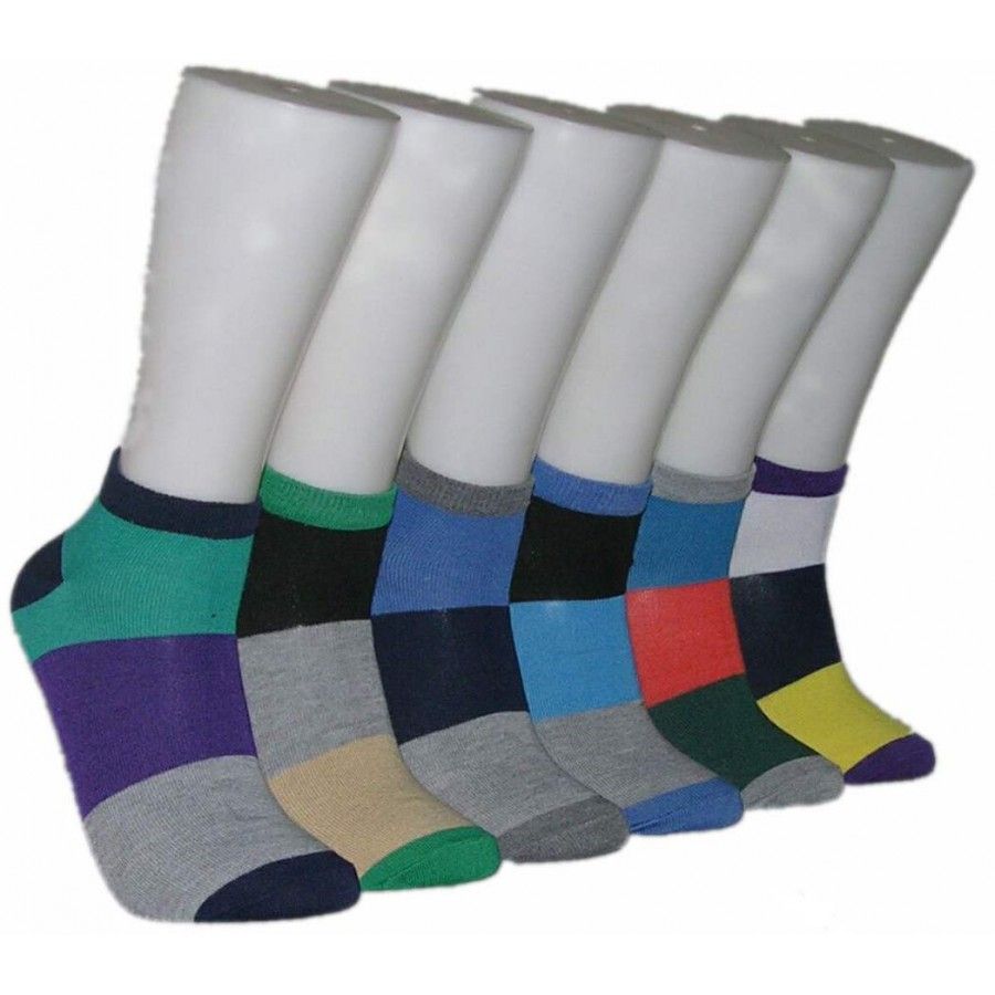 480 Pairs Men's Block Stripe Low Cut Ankle Socks - Mens Ankle Sock