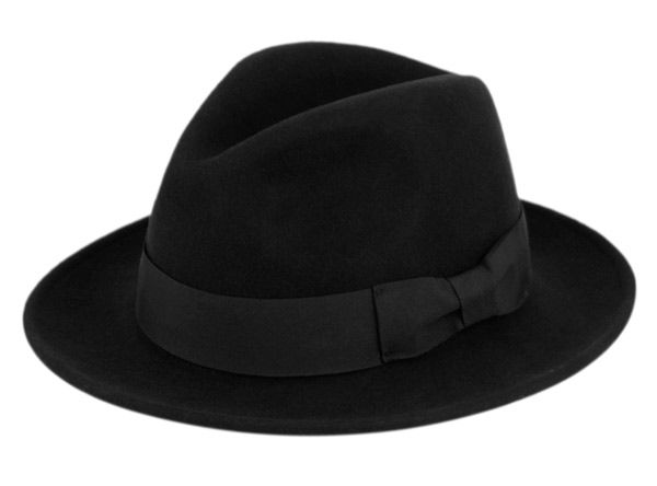 6 Wholesale Milano Felt Fedora Hats With Grosgrain Band In Black