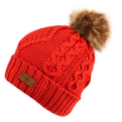 12 Pieces Knit Beanie Hat With Pom Pom In Red - Winter Beanie Hats