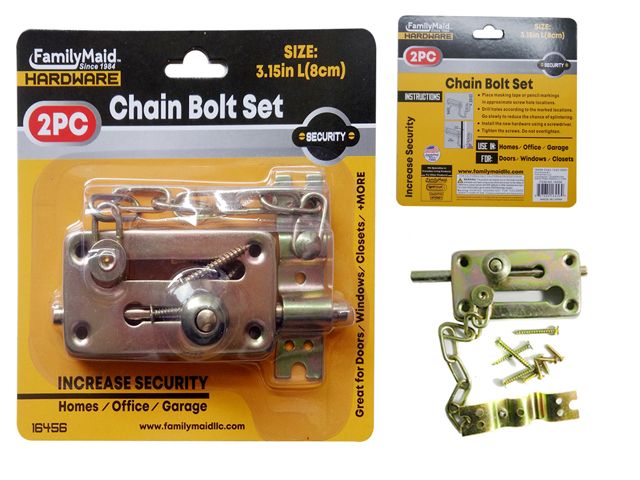 72 Pieces 2 Piece Chain Bolt Set - Padlocks and Combination Locks