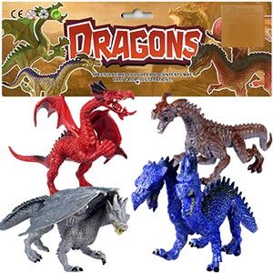12 Pieces 4 Piece Vinyl Dragon Sets - Animals & Reptiles