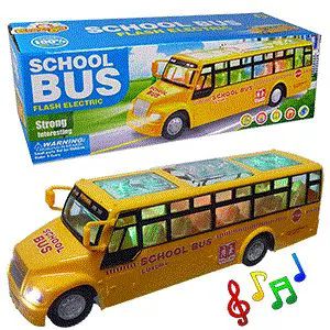 12 Pieces BumP-N-Go Flashing School Bus W/ Sound. - Cars, Planes, Trains & Bikes