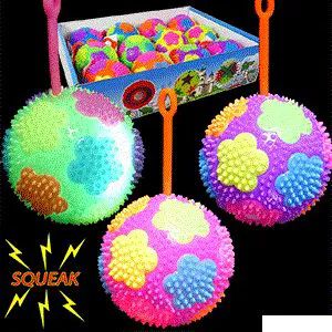 96 Pieces Flashing Flowers Spiky YO-Yo Balls With Squeakers. - Balls