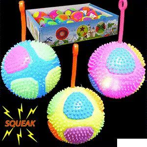 96 Wholesale Flashing Patchwork Spiky YO-Yo Balls W/ Squeakers -2.5"