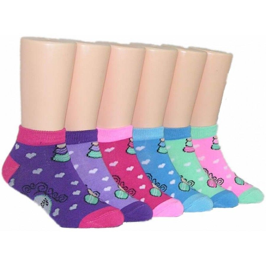 480 Pairs Girls Heart Print Low Cut Ankle Socks - Girls Ankle Sock - at 