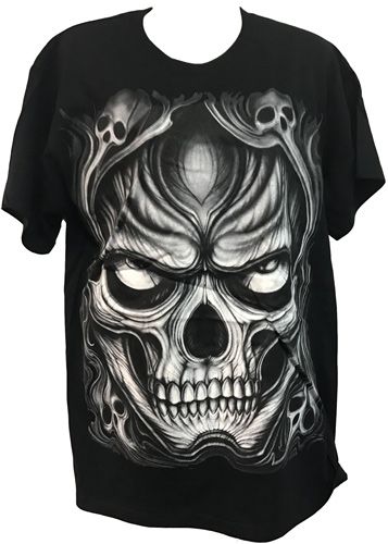 24 Bulk Black T Shirt Large Skull Xxl 