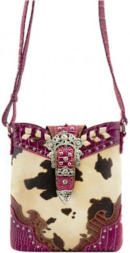 Printed Pink Ladies Leather Bag