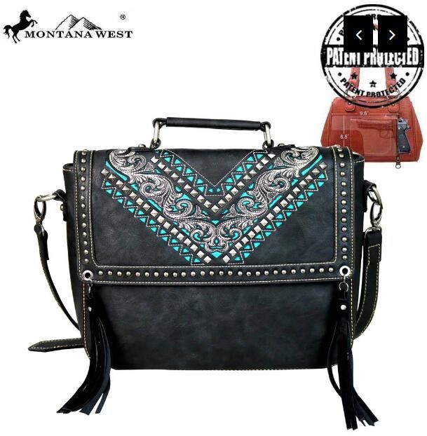 2 Pieces Montana West Embroidered Concealed Handgun Satchel/crossbody
