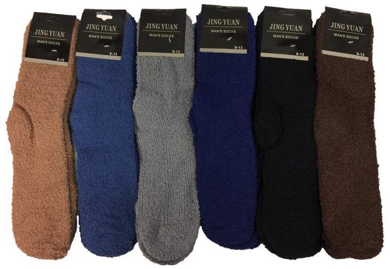 12 Pairs of Men's Solid Color Fuzzy Sock