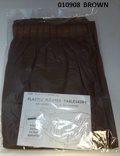 72 Pieces Pleated Plastic Table Skirt 29x14 In Brown - Table Cloth
