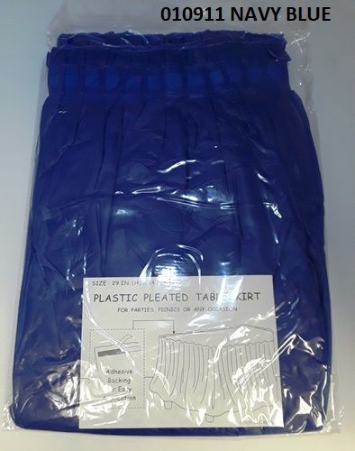 72 Wholesale Pleated Plastic Table Skirt 29x14 In Navy Blue