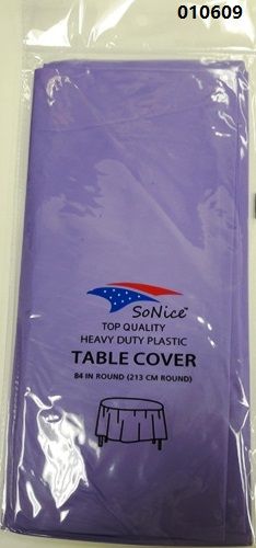144 Wholesale Round Heavy Duty Plastic Table Cover 84 Inch Round In Light Purple