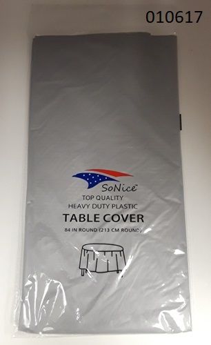 144 Wholesale Round Heavy Duty Plastic Table Cover 84 Inch Round In Silver