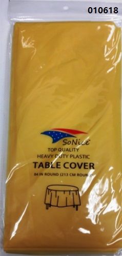 144 Wholesale Round Heavy Duty Plastic Table Cover 84 Inch Round In Yellow
