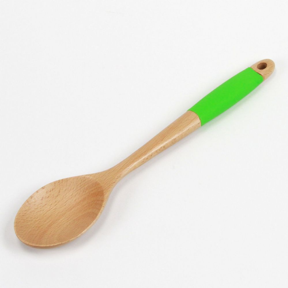 72 Wholesale Wooden Spoon, Silicone, Green