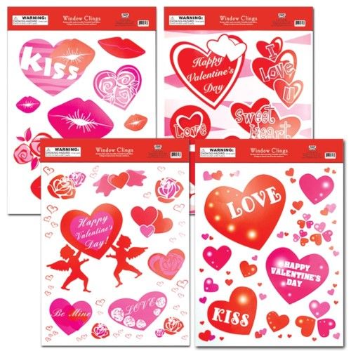 Large Pack of Valentines Day Window Clings Decorations for Valentine Day