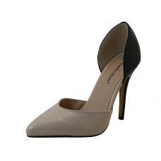 8 Wholesale Women's Angeles Shoes HI-Heel Sandal Beige/black 2 Tone Color