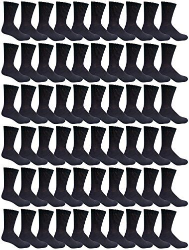 180 Wholesale Yacht & Smith Mens Athletic Crew Socks , Soft Cotton, Terry Cushion, Sock Size 10-13 Black