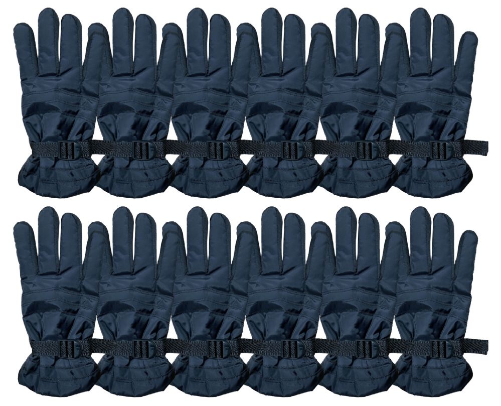 12 Bulk Yacht & Smith Men's Winter Warm Ski Gloves, Fleece Lined With Black Gripper