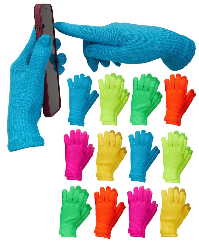12 Pieces of Yacht & Smith Unisex Winter Assorted Colorful Thermal Texting Gloves